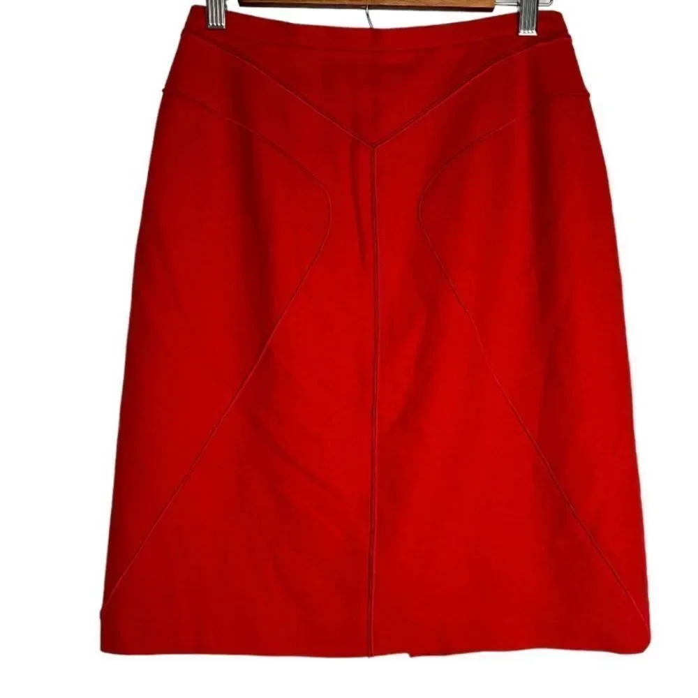 Harve Bernard Womens 6 Red Wool‎ Blend Vintage Bold Preppy Pencil Skirt